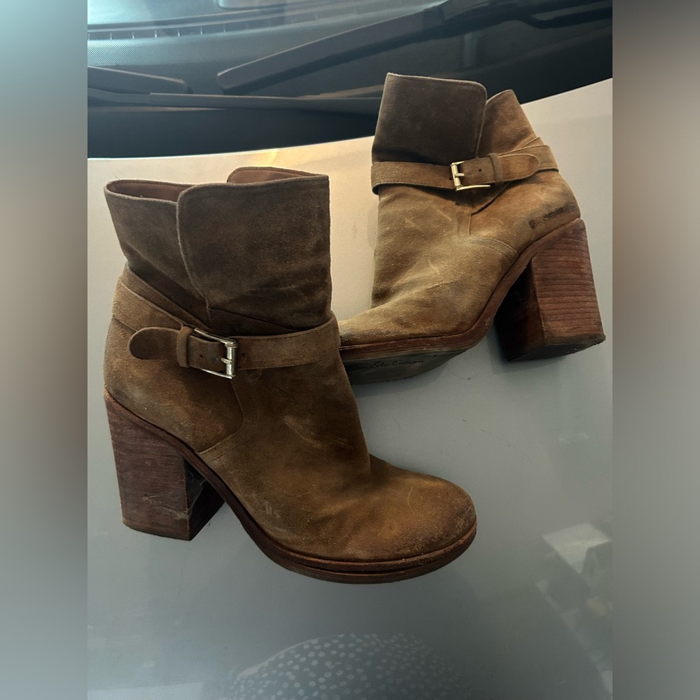 Sam Edelman Chunky Wood Block/Suede Boots